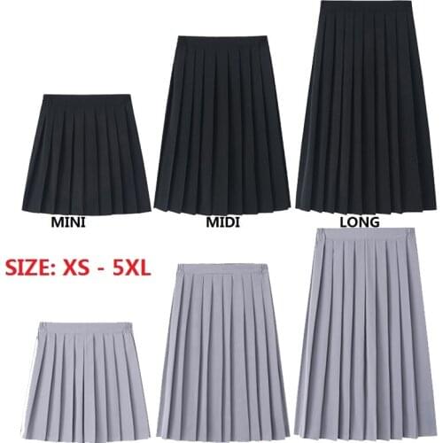 Preppy Plus Size XS - 5XL Pleated Mini Skirt Short Women Summer Autumn Uniform High Waisted Skirts Knee Length Saia Feminina