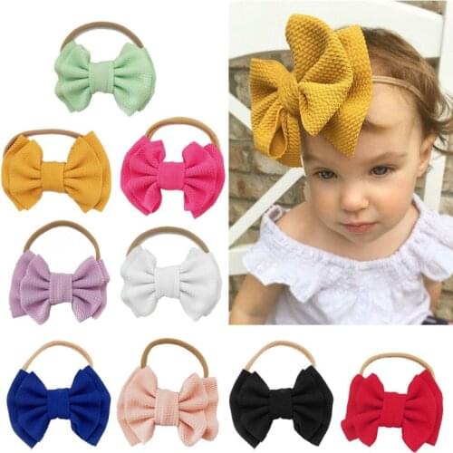 1Pc Big Bow Headband Girls Nylon Bowknot Headbands Large Bow Hair Turban Infant Head Band Bebes Infant Headwrap-S006