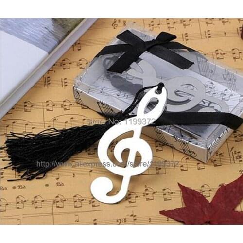 100pcs Music Note Aluminum Alloy Bookmark Bookmarks Marker Label Tassels Box Wedding Birthday Baby Angel Snow Favour Gift