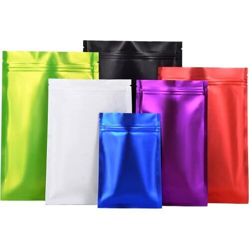 1000Pcs Colorful Matte Glossy Flat Open Top Aluminum Foil Bag Vacuum Heat Seal Packaging Pouches Food Coffee Tea Mylar Foil Bag