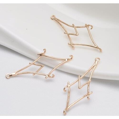 6PCS 35x15.5MM 24K Champagne Gold Color Plated Brass Prismatic Earrings Connector High Quality Diy Jewelry Accessories