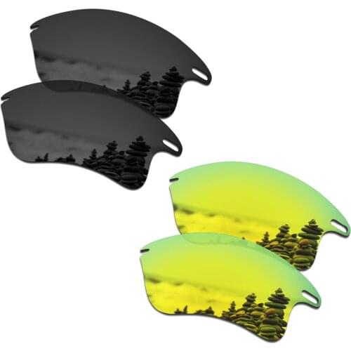 SmartVLT 2 Pairs Polarized Sunglasses Replacement Lenses for Oakley Fast Jacket XL Stealth Black and 24K Gold