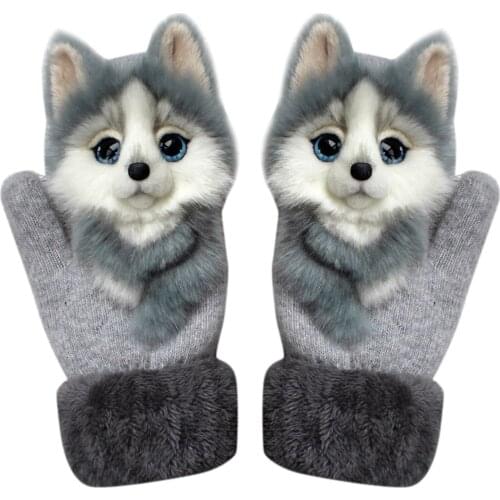 2020 Animal Pattern Gloves For Women Men Fashion Autumn And Winter Warm Plush Knitted Unisex Gloves For Outdoor Gants De Femmes