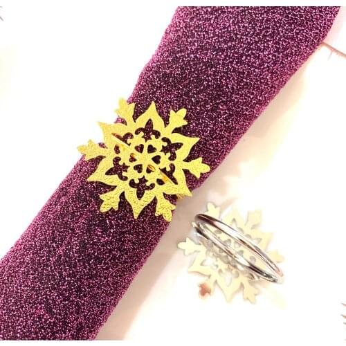 30pcs/lot Hotel Christmas Hollow Snowflake Silver Napkin Button Metal Napkin Ring Cloth Ring Napkin Ring Towel Button