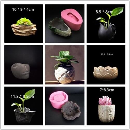 3D Clay Planter Silicone pot Mold Concrete Desktop flowerpot molds for Cement Handmade Vase Mould