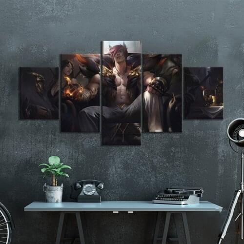 No Framed Canvas 5 Pcs League Of Legends Sett Game Modern Wall Art Posters Picture Paintings Home Decor Living Room Decoration