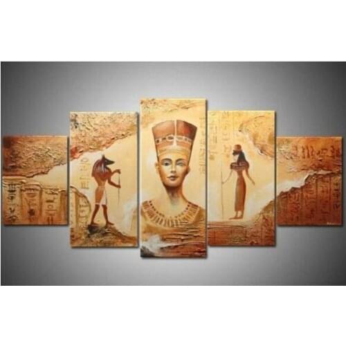 5 Piece Wall Decor Picture Desert Landscape Oil Painting Modern Abstract Egypt Pyramids Canvas Art (no Framed)