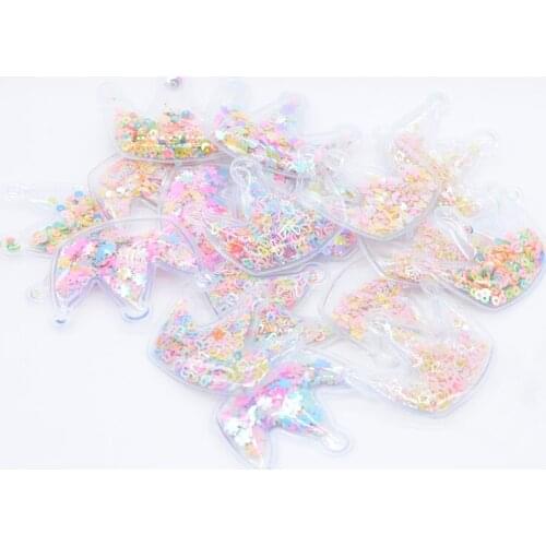 Wholesale 60Pcs Transparent Filling Sequins Applique Crown Patches for DIY Cake Topper Headwear Hair Clips Accessories Decor H07