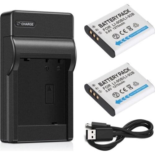 Battery (2-Pack) + Charger For Olympus Stylus SH-1, SH-2, SH-3, SH-50 iHS, SH-60, SP-100, SP-100EE, XZ-2 iHS Digital Camera