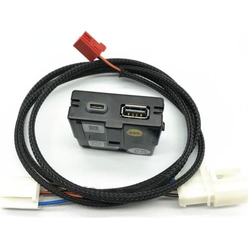Car Armerst rear Seat USB & Type C Adapter chargin sockect wiring harness For Tiguan MK2 Golf MK7 7.5 Octavia Superb Kodiaq