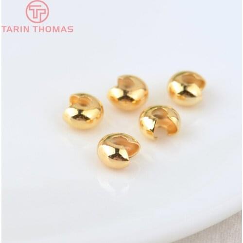 20PCS 3.5x4MM 5.6x6.4MM 24K Gold Color Brass Ball Chain Connected Clasps Covered for Necklace Making Jewelry Accessories