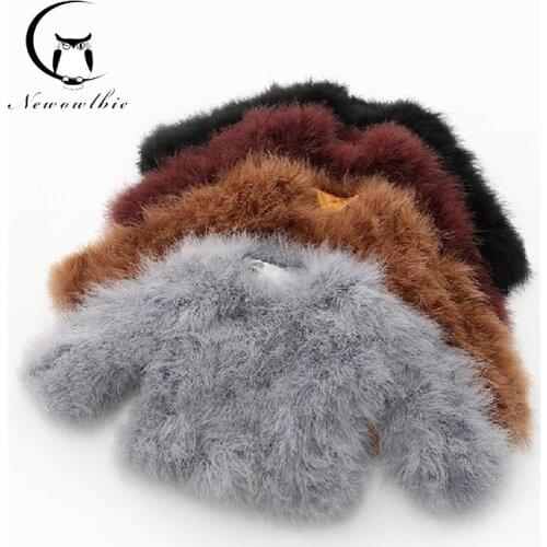 Children Fashion Fur Coat Sexy Wool Turkey Fur Wool Coat Feather Design Fur Short Winter Jacket Real Fur Coat For Children Girl