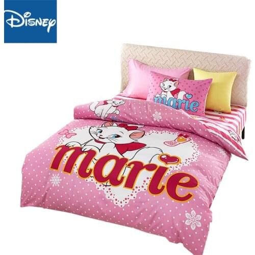 Disney Marie Cat Double Size Bedding Set For Kids Bed decor Single Duvet Covers King Bedspread Fitted Sheet 3-5 pcs Pink Cartoon