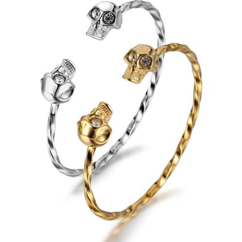 Punk Style Elegant Skull Design Open Bracelet For Womens Jewelry Charm Bracele Wristbands Making Gift for Girls