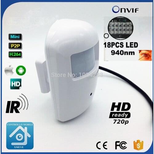 720P IR 940nm Leds 1.0MP Onvif Cctv Ir PIR Mini Ip Camera Microphone Micro Cam IR CUT Night Vision IP CAMERA