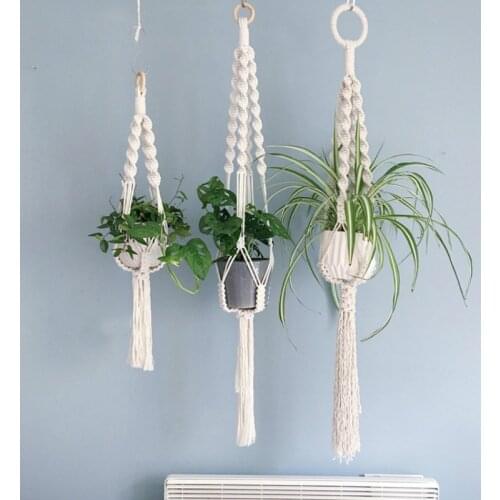 Hot Sales 100% Handmade Macrame Plant Hanger Flower /pot Hanger for Wall Decoration Countyard Garden