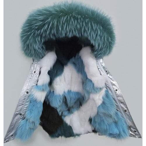 Maomou-controlled latest fox fur lining detachable winter warm oversize fur collar fur coat medium long parkas for Womens coat