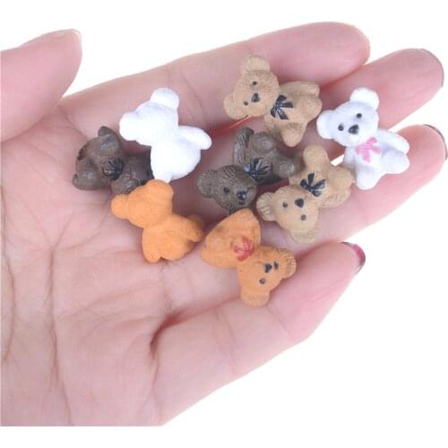 2 Pcs 4 color Mini Cute little Sitting bear Toy Kitchen living room Accessories Doll Dollhouse Miniature