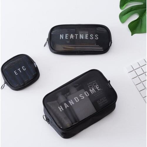 Fashion Women Travel Small Large Cosmetic Bag Set Makeup Mesh Toiletry Bags Men Wash Organizer Pouch Case Neceser Mujer 2019