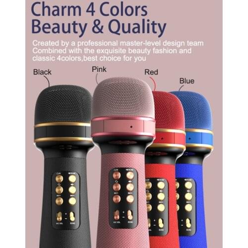 Fashion Multi-functional Handheld Karaoke Mic/Speaker Machine, Portable Bluetooth 5.0 Microphone with Battery for Party/Home