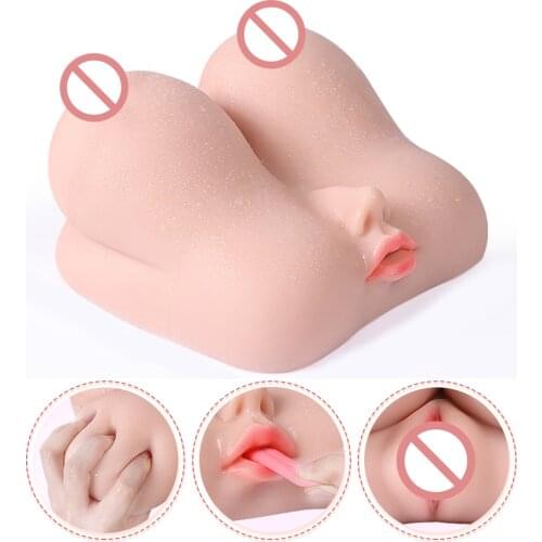 3 In 1 Male Masturbator Vagina Oral Sex Realistic Bresat Flesh Love Doll Soft Blowjob Masturbation Sex Toys for Adults Men Male