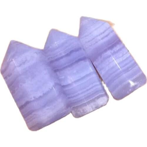 Natural crystal quartz blue lace agate tower point energy Reiki stone 1PC