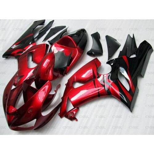 For Kawasaki ZX6r 2005 - 2006 Abs Fairing for Kawasaki ZX6r 2005 Black Red Plastic Fairings Ninja ZX-6r 05 Fairings Unpainted