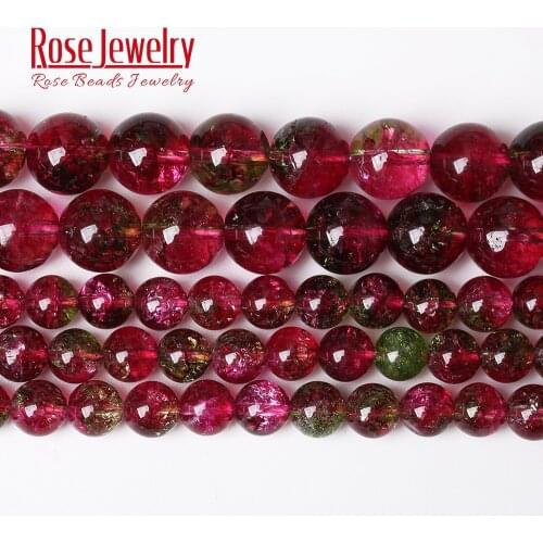 Wholesale Natural Stone Red Crackle Crystal Quartz Round Loose Beads 15" Strand 6 8 10 12 MM Pick Size For Jewelry Making