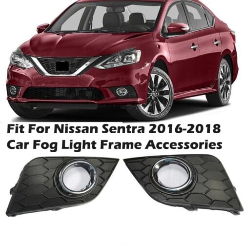 Fog Lights Frame Cover Car Front Bumper Lamp Bezel Fit For Nissan Sentra 2016-2018 Car Accessories With Lamp Holes