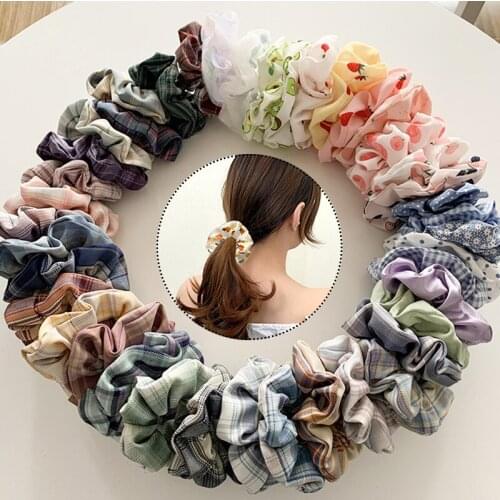 10Pcs/Pack Print Girls Scrunchie Women Elastic Hair Band Cute Hair Tie Headband Set Pontail Holder Headwear Accessories Whosales