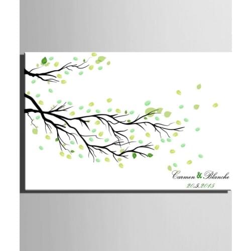 Wedding Tree Branches Fingerprint Painting Signature Wedding Gifts DIY Canvas Guestbook Party fingerprint tree painting Souvenir