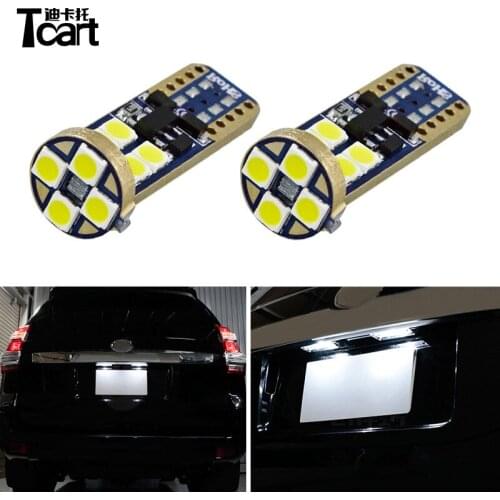 Tcart 2pcs T10 License Plate Lights Auto Led Bulbs 3030 12smd lamps For Toyota Prado 150 2014 2015 2016 2017 Car Accessories