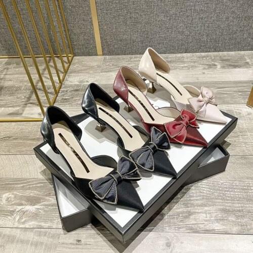 Pointed Toe Women Office Pumps Shallow Slip On Mules Thin High Heels Party Pumps Black/Beige/Wine Red Elegant Pumps Shoes Woman