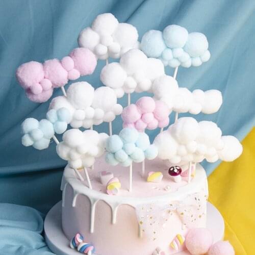 Cute Colorful Clouds Cake Topper Happy Birthday Party Decor Kids Boy Girl Clouds Hot Air Balloon Cake Decor Birthday Party