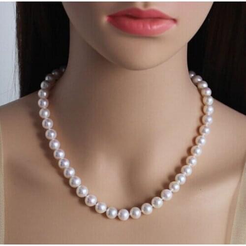 Eternal wedding Women Gift word 925 Sterling real 925 real natural big DYY+++317 18" AAA 9-10MM SOUTH SEA NATURAL