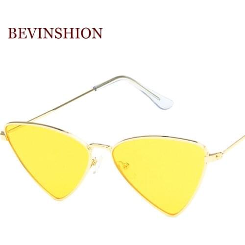 Vintage metal triangle cateye sunglasses women new arrival 2019 red lens sun glasses men brand retro small frame light fashion