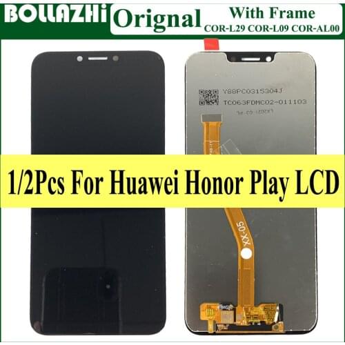 1/2Piece/lot Original With Frame For Huawei Honor Play COR-L29 LCD Display Digitizer Touch Screen Assembly For Huawei honor play