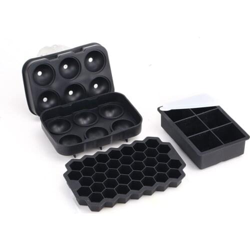 1 Set (3PCS) Silicone Ice Cube Trays with Lids Large Size Mold for Whiskey Cocktails Icecream Reusable BPA Free Wholesale XB