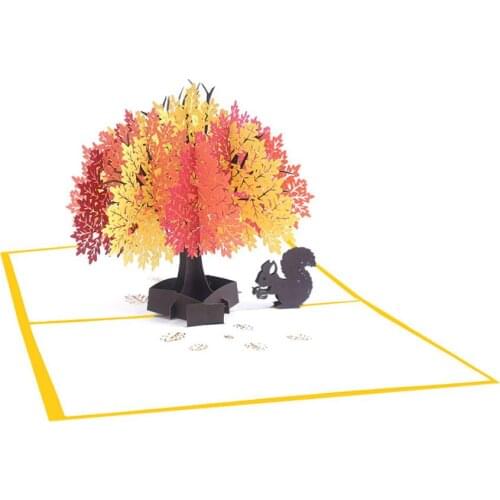 10pcs Handmade Kirigami Origami Oak squirrel 3D Greeting Cards Invitation card For Christmas Wedding Birthday Party Gift