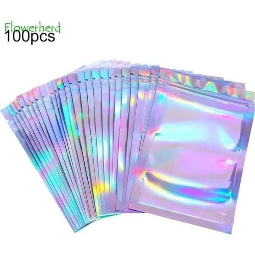 100 Pieces Resealable Smell Proof Bags Foil Mylar Ziplock Bags Aluminum Foil Bags Flat Metallic Flat Food Storage Bags Pouch