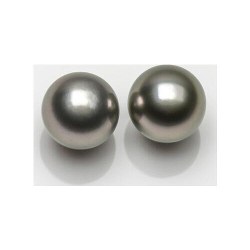 Luminous 9.8mm Round Genuine Tahitian Cultured Gray Loose Pearl Undrilled 2pcs