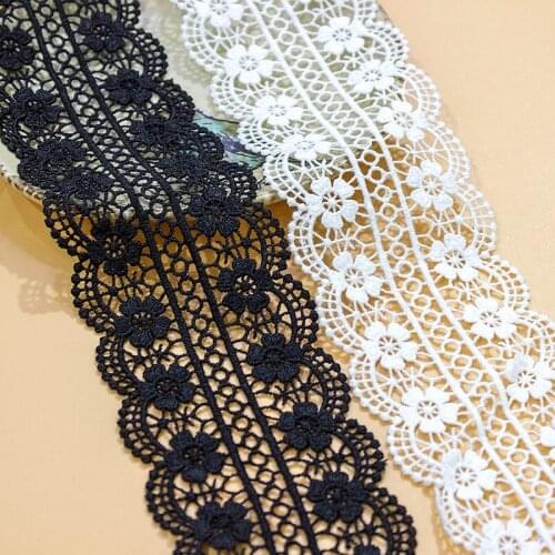 3Yard/Lot New Black White Milk Silk Hollowed Out Water Soluble Lace Trim Dress Clothes Decorative Fabric Width 7CM