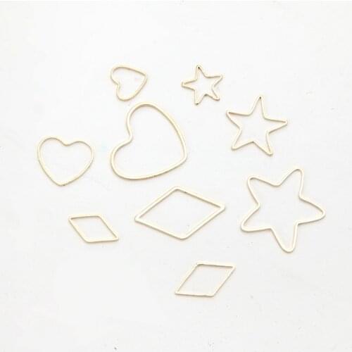 SUTI 50pcs/lot Gold-Color Pure Copper Heart-shaped Accessories Hot Simple Geometric Earrings Pendants DIY Jewelry Making&Finding