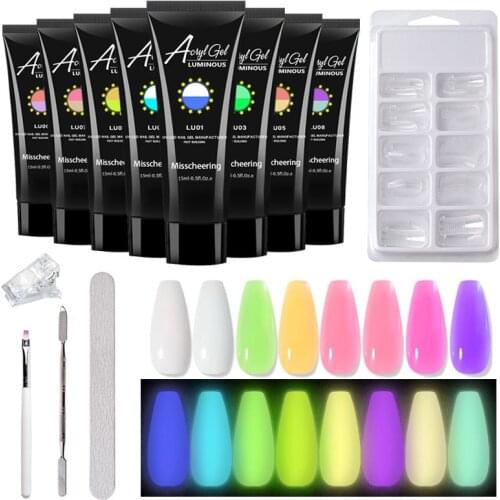 6Pcs/set Nail Gel Kit 15ml Quick Building Set Acrylic Art UV Lamp Glue Nail Luminous Extension kit Nail Art Prolong Forms Tips