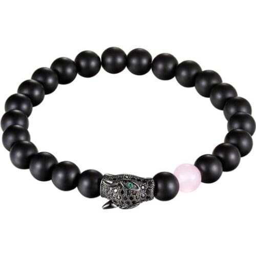 8mm leopard ball gold silver copper cz zircon cubic zirconia beads bohemian Bracelet agate Onyx Stone Bangles eg34