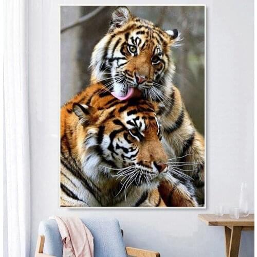 Diy Diamond Painting Cross Stitch Tiger Love Diamond Embroidery Square Mosaic European Home Decor
