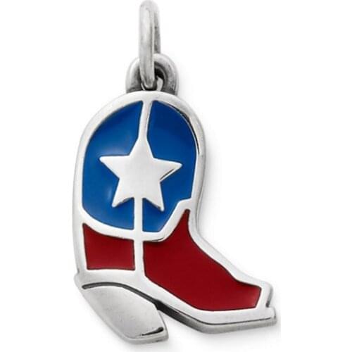Lone Star Boot Enamel silver plate Charm