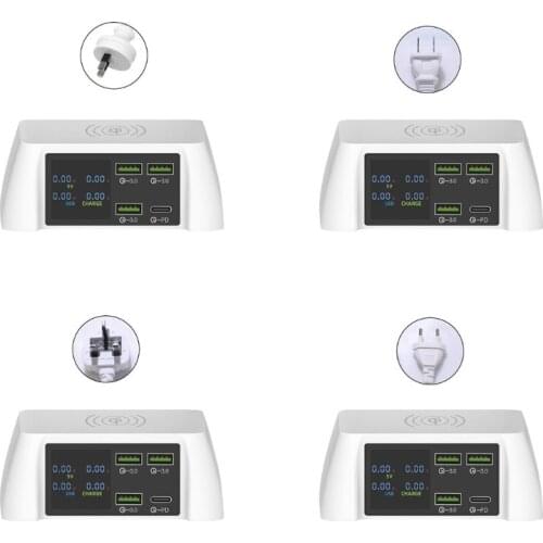 100W Multi USB Fast Charger QC 3.0 Quick Charge LCD PD Charger Qi Wireless Charger For iPhone XS 12 11 Pro Max Samsung Huawei