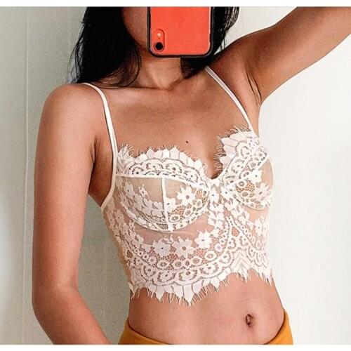 New Fashion Womens Sexy Lingerie Big Backless Ultra-thin Lace Camisole Underwear Eyelashes Invisible Girl Bra