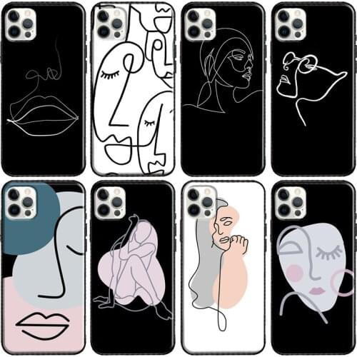Abstract Women Face Line Art Phone Case For Apple iPhone 11 Pro Max 12 mini X XR XS Max 8 7 Plus SE 2020 Cover Shell